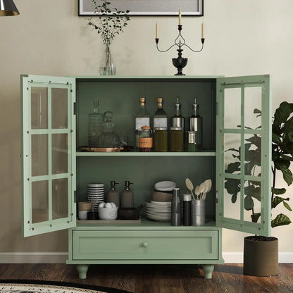 Sideboard Buffet Cabinet,  Entryway Cabinet with Glass Doors Drawer