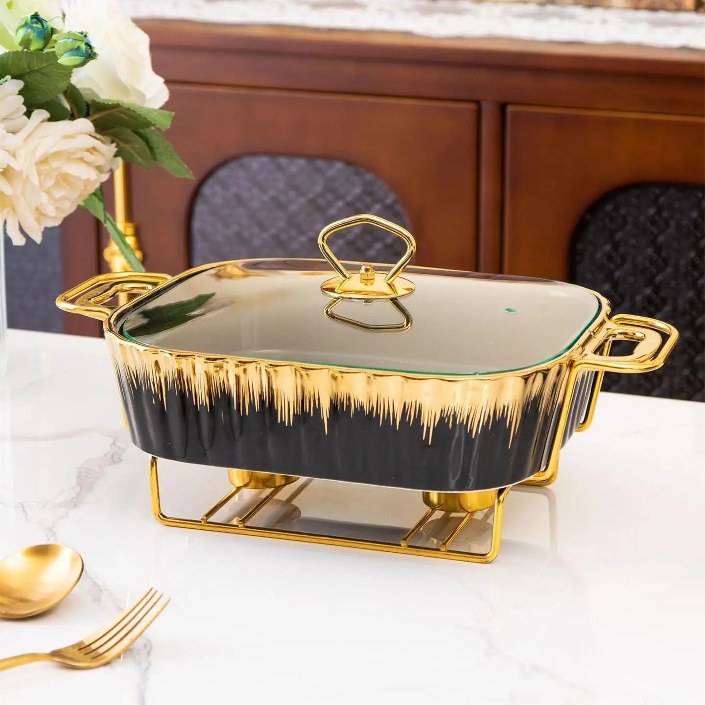 3 Piece Set Ceramic Chafing Dishes Buffet Set