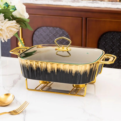 3 Piece Set Ceramic Chafing Dishes Buffet Set