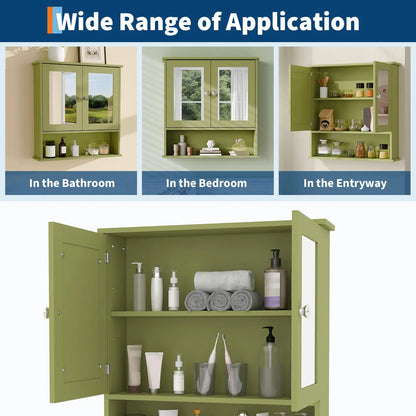 Wall Mounted Medicine Cabinet With Mirror, Adjustable Shelves, Over Toilet Storage, Rustic Cabinet