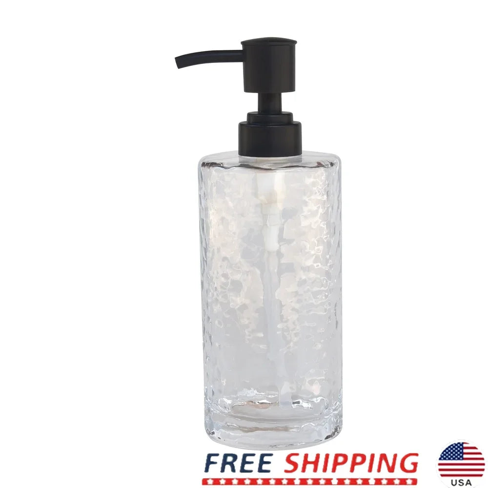 Hammered Glass Soap Pump Bottle Elegant  Design