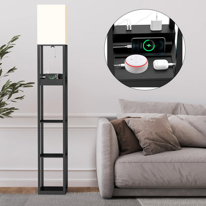 67" Column Floor Lamp with Shelves