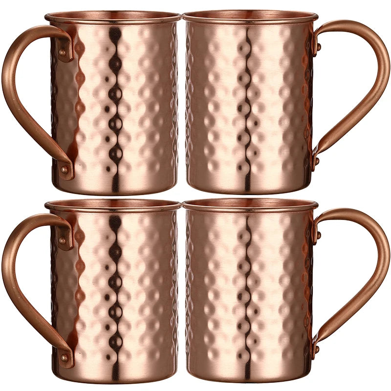 4PCS 550ml 18 Ounces Hammered Copper Plated  Moscow Mule Mug