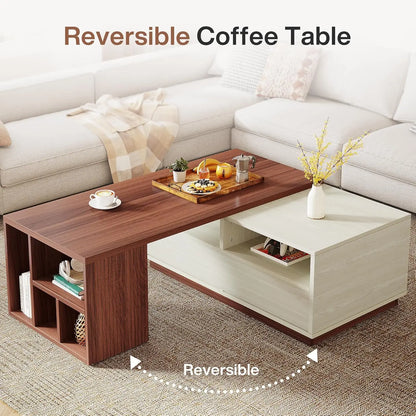 Extendable Coffee Table with 2 Storage Drawers,