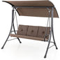 Person Porch Swing, Outdoor Swing with Removable Cushions, Solid Steel Structure, with Adjustable Canopy for Garden,