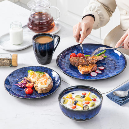vancasso 16/32/48-Piece Starry Blue Dinner Set with Dinner Plate,Dessert Plate,Bowl,Mug