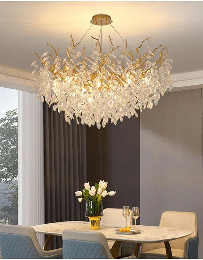 2025 Luxury Gold Crystal LED Chandeliers Living Dining  Lustre Ceiling Pendant Lamps I