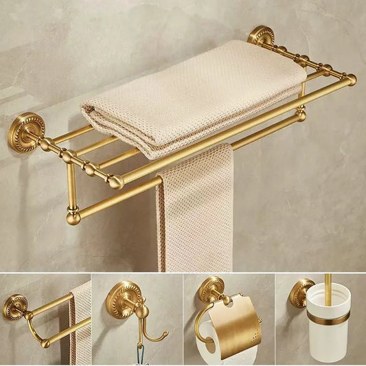 Bathroom Accessories Brass Antique Towel Rack,Paper holder Toilet Brush Holder,Towel Hanger Bath Hardware