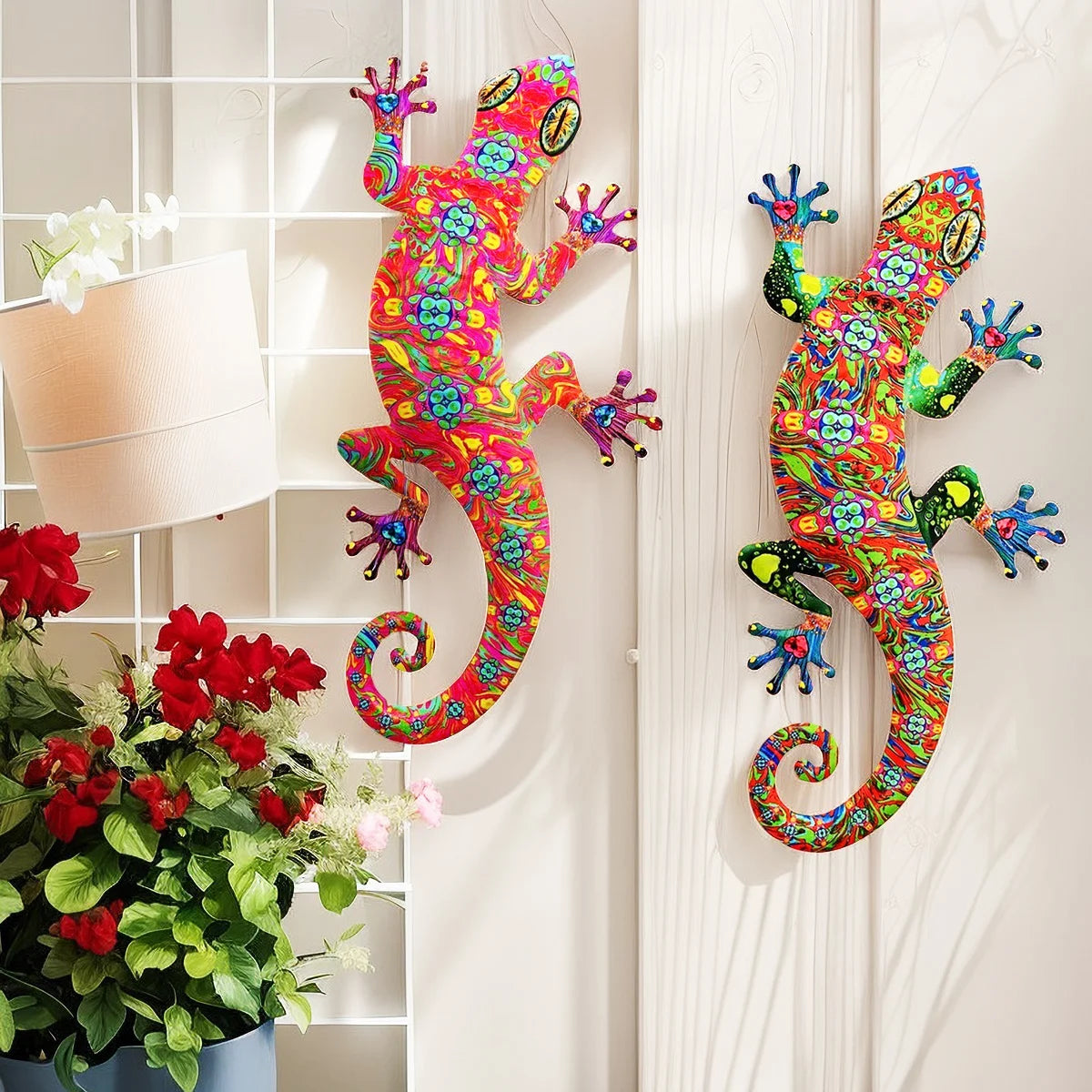Metal Art Gecko Wall Decor  Lizard Sculptures Gecko Hanging Ornament f
