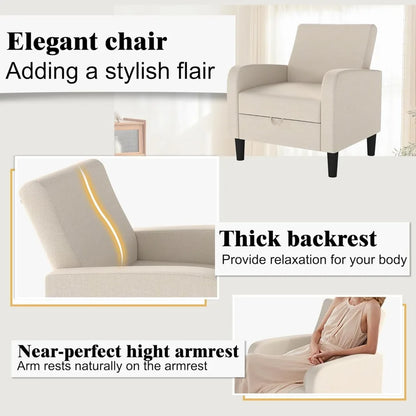 Living Room Chair, Upholstered Accent Chair  Linen Fabric