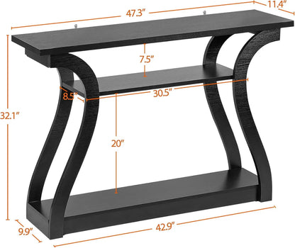 Console Table, Entryway Table with 3 Tier Storage Shelves,