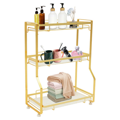 3 Tier Bathroom Countertop Organizer, with Small Storage Basket for Skincare Makeup