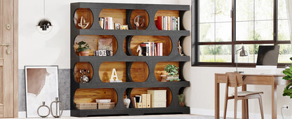 Tribesigns 71" Tall Bookcase, 4-Tier S-Shaped Bookshelf, Wood Modern Freestanding Display Shelves