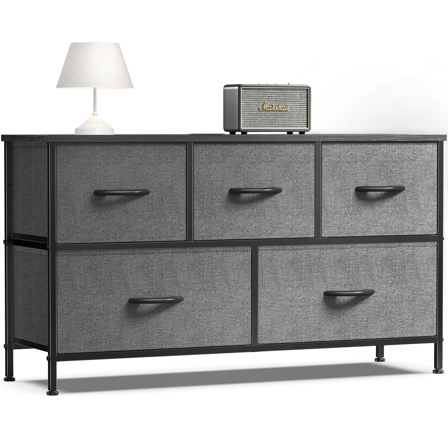 JHK Living Room Display Cabinet Layers With 5 Fabric Drawers  Clothes Storage Dresser