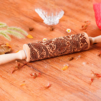 1 pcs Wooden Sunflower Embossed Rolling Pin