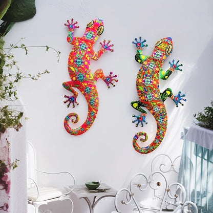 Metal Art Gecko Wall Decor  Lizard Sculptures Gecko Hanging Ornament f