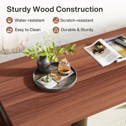 Extendable Coffee Table with 2 Storage Drawers,