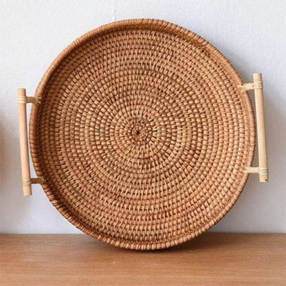 Handwoven Rattan Tray & Food Basket