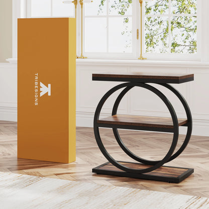 Tribesigns End Table, Narrow End Table with 3 Storage Shelves,