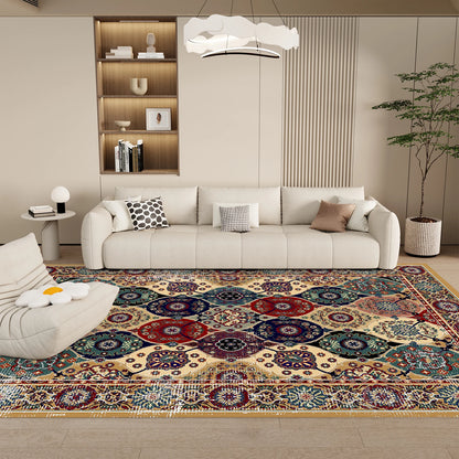 Washable Vintage Medallion Small Rug with Non-Slip Backing