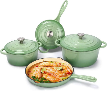 Cast Iron  7 Piece Enamel Cast Iron Set