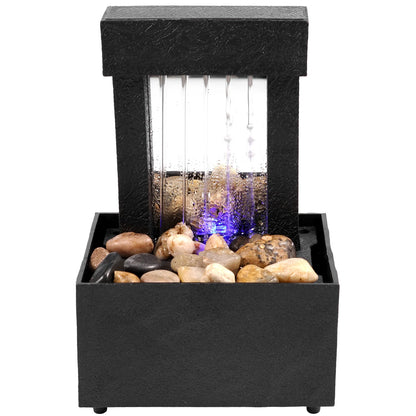 Tabletop Waterfall Home Decor  Desktop Fountain with Soft Lights Flowing Water Ornaments