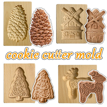 Wooden Cookie Molds for Christmas, DIY 3D Engraved