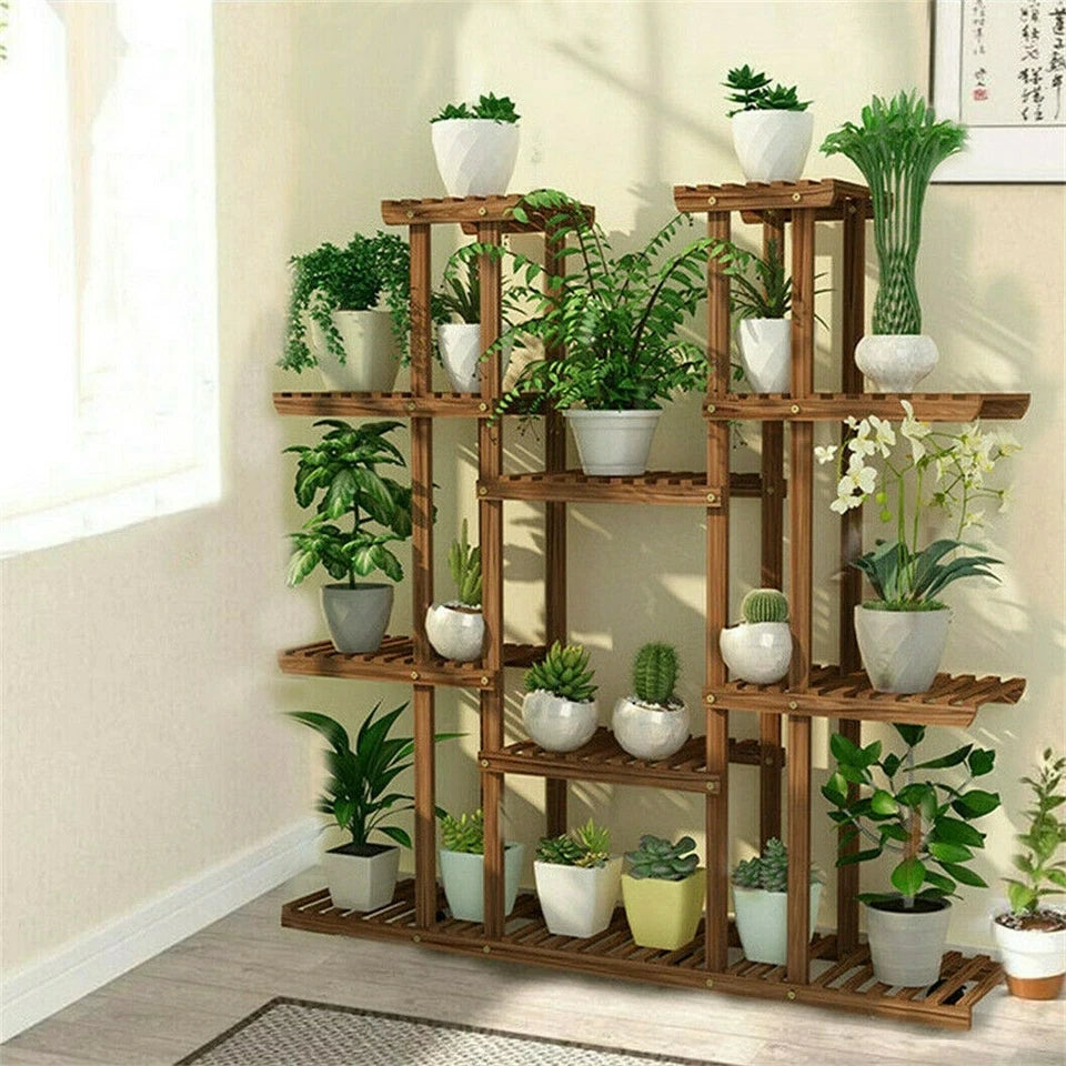 Multi-Tier Plant Stand, 46in Height Wood Flower Rack Holder Indoor Outdoor for Patio Gard