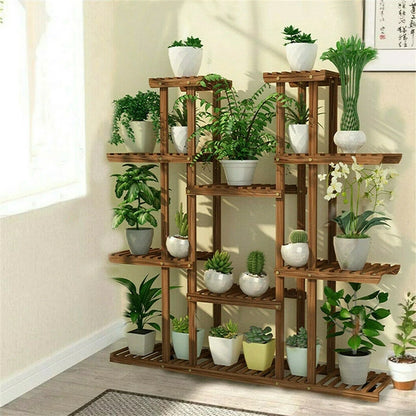 Multi-Tier Plant Stand, 46in Height Wood Flower Rack Holder Indoor Outdoor for Patio Gard