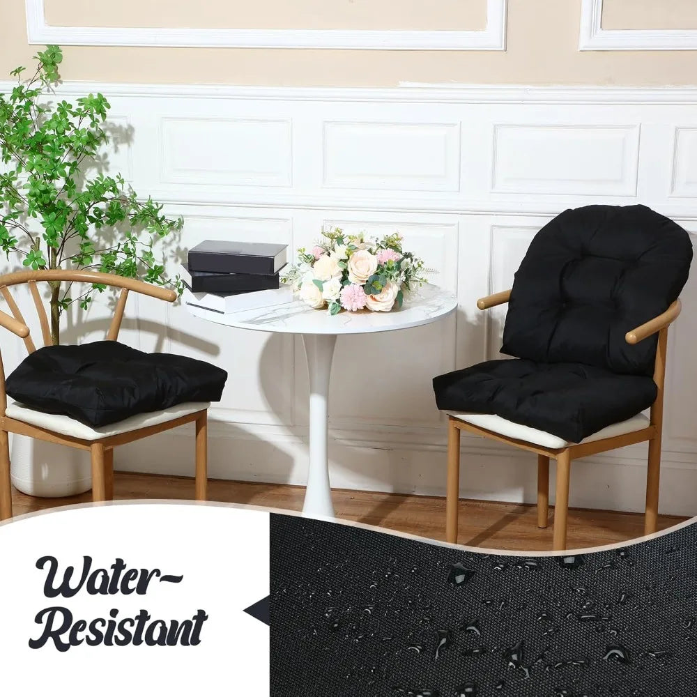 Waterproof Outdoor Chair Cushions Set of 6, Square Tufted,