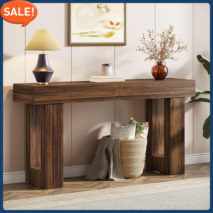 Customizable-63-Inch Long Console Table, Wooden Rectangular Sofa Table