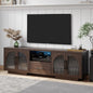 70 Inch TV Stand for 80 Inch TVs Entertainment Center with LED Lights Arched Glass Doors