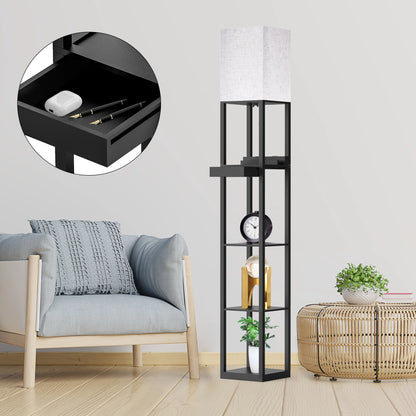 67" Column Floor Lamp with Shelves