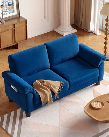 48 Inch Vesgantti Loveseat Sofa - Solid Wood Legs  Throw Pillow
