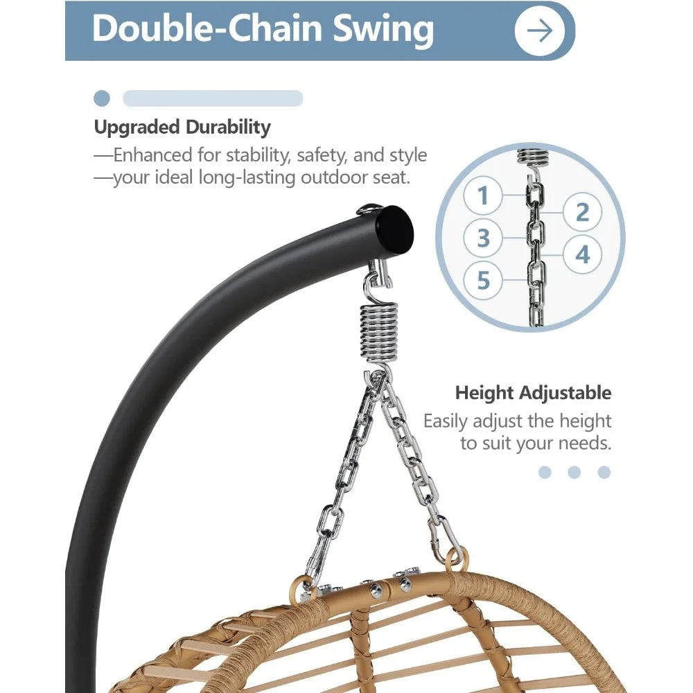 Egg Swing Chair with Stand, Outdoor Patio Hanging Egg Chair, Indoor Hammock Chair