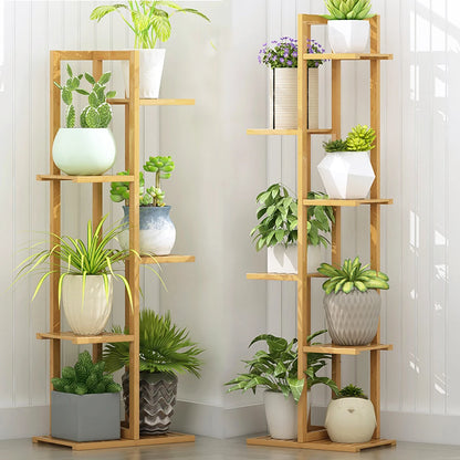 6/7 Pot Vertically Bamboo Flower Shelf  Plant Stand