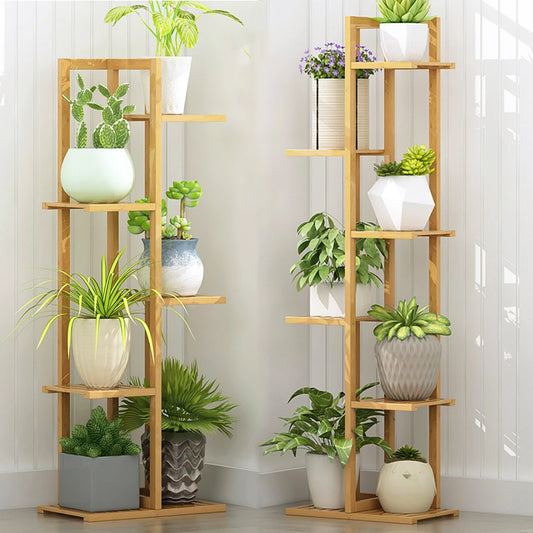 6/7 Pot Vertically Bamboo Flower Shelf  Plant Stand