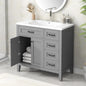 36in Wood Bathroom Vanity with Sink 3 Drawer Storage Adjustable Shelf Natural, Customized,  6 different colors