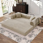 79" Convertible Sofa Bed with Fixed-Shape Frame & Removable Armrests, Modular Corduroy