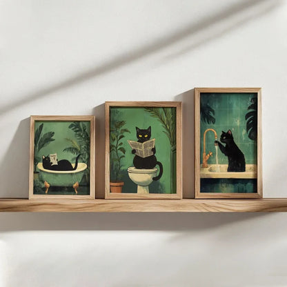 Green Funny Cat  Decorative Canvas Painting