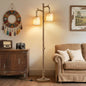 Rustic Farmhouse Floor Lamp with LED Bulbs - Tree Trunk Design for Living Room, Bedroom, Office Decor