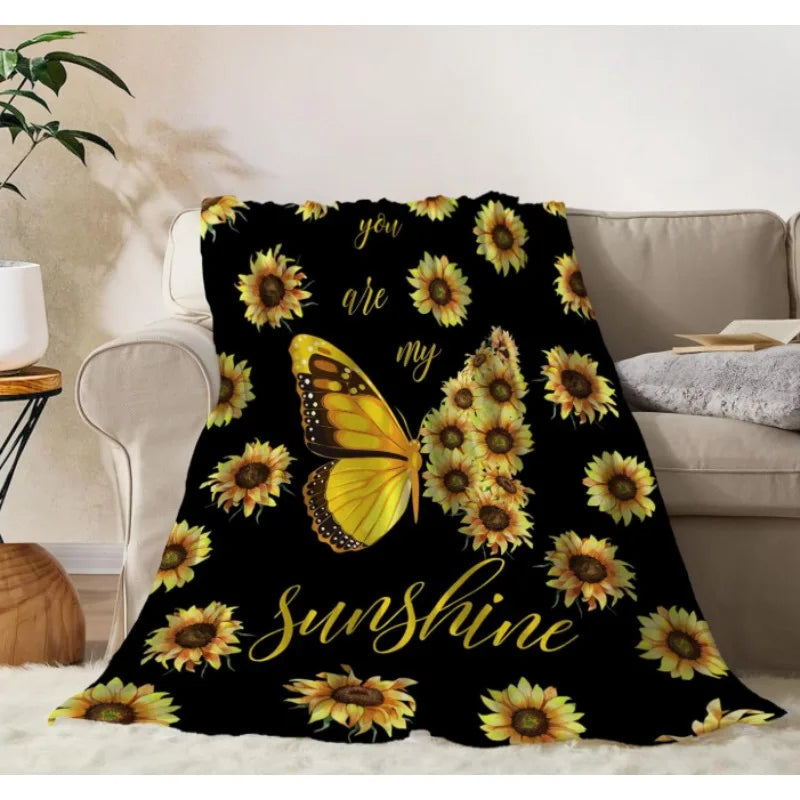 Sunflower butterfly blanket for sofa bed