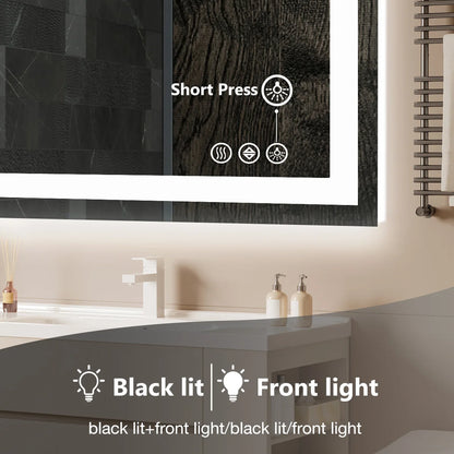 JHK 36"x 24"LED Bathroom Vanity Mirror for Wall  Tempered Glass with Front Light and Backlit For Living Room