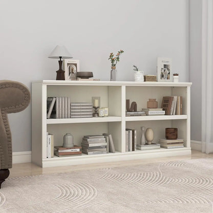 Double Wide Open Shelf Bookcase - 2 Tiers 4 Storage Cube Adjustable Space Book Case