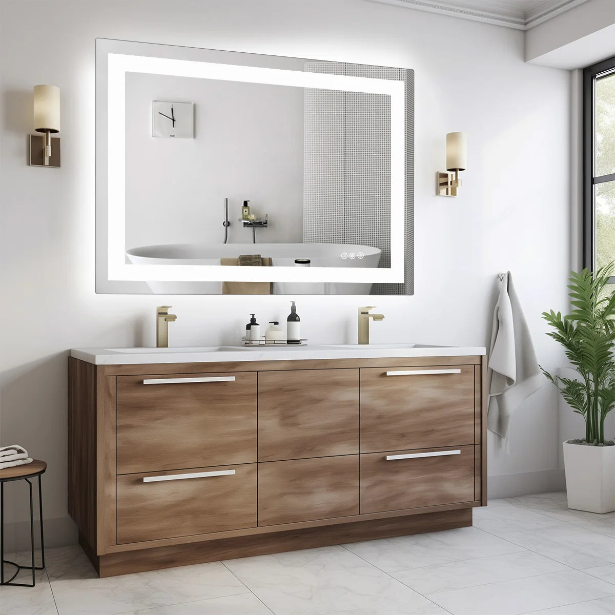 JHK 36"x 24"LED Bathroom Vanity Mirror for Wall  Tempered Glass with Front Light and Backlit For Living Room