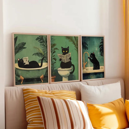 Green Funny Cat  Decorative Canvas Painting
