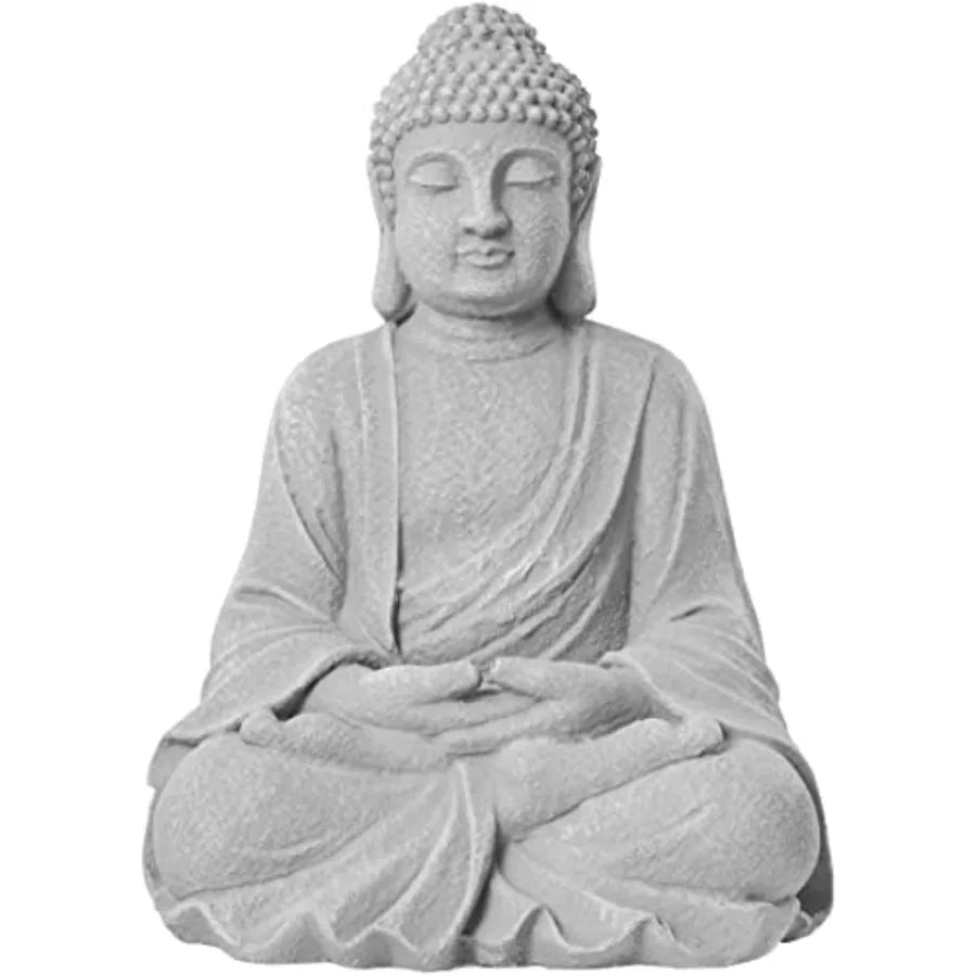 Zen Garden Asian Buddha Statue Outdoor  Yard Decor 20'' High  Magnesium Oxide Stone Grey
