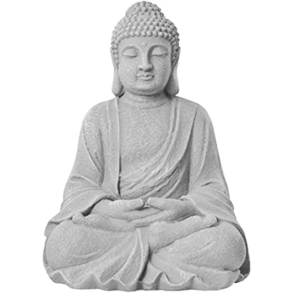 Zen Garden Asian Buddha Statue Outdoor  Yard Decor 20'' High  Magnesium Oxide Stone Grey