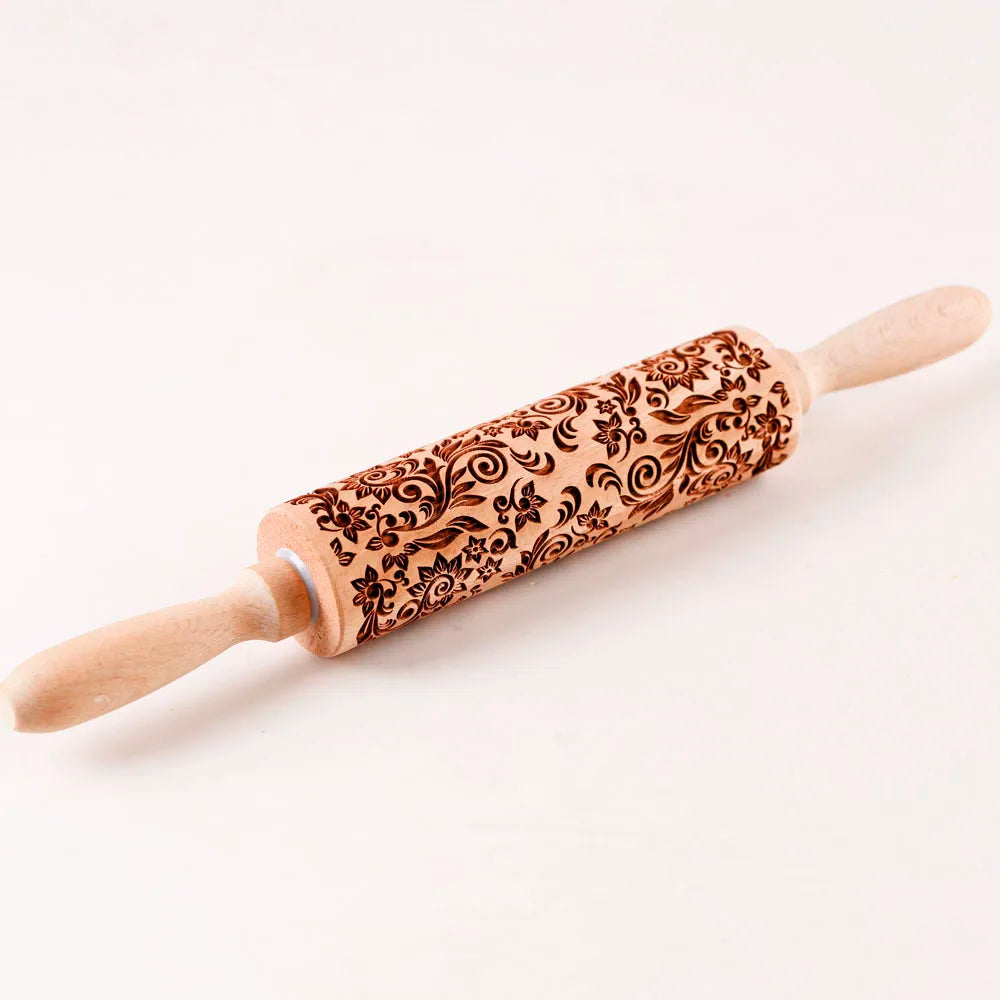 1 pcs Wooden Sunflower Embossed Rolling Pin