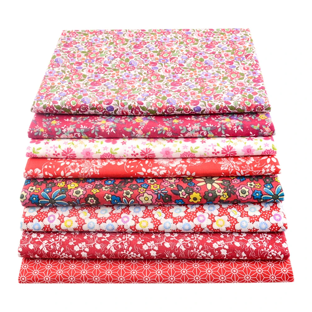 8PCS Pack Square Multicolor Printed Cotton Fabric For Sewing Quilt